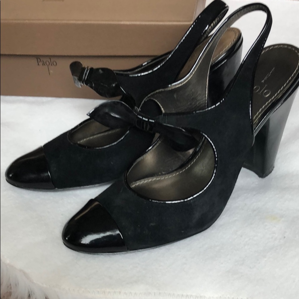 Paolo Lizbeth Black Suede Slingbacks